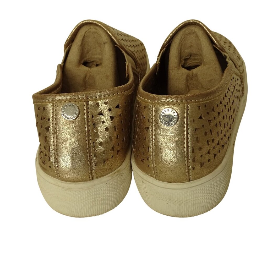 Steve Madden Gold Perforated Slip-On Loafer Shoes Women Size 9 M Faux Leather - Picture 4 of 8